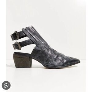 Free People Isabelle Black Leather Women's Ankle Boots